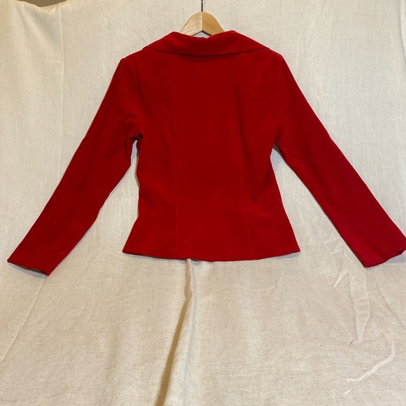 Red Velvety Fitted Blazer - Picture 2 of 4